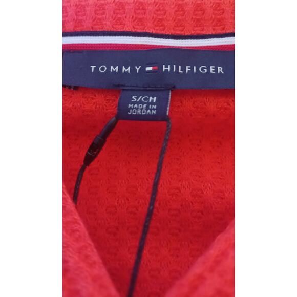 NWT Tommy Hilfiger Red Tie Front Waffle Knit Cardigan Sweater Women's Small - Picture 4 of 6